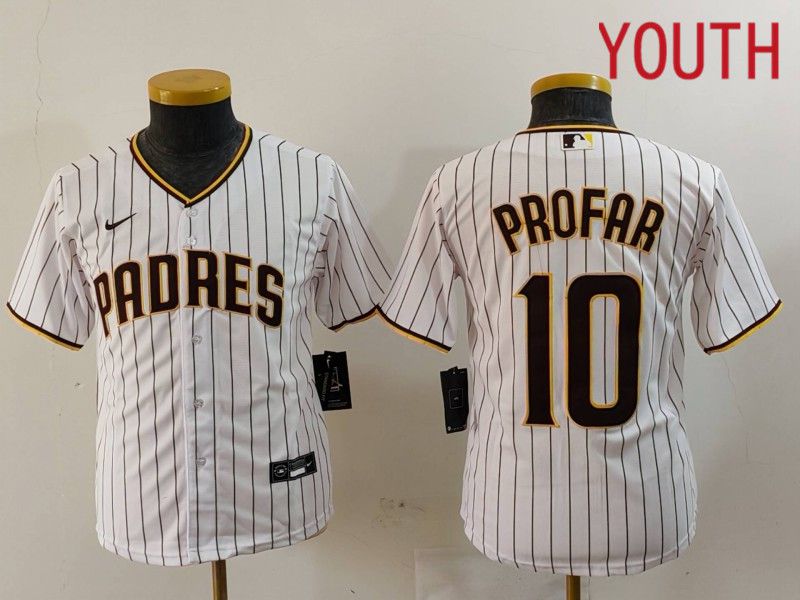 Youth San Diego Padres #10 Profar White Stripe Game 2024 Nike MLB Jersey style 9031